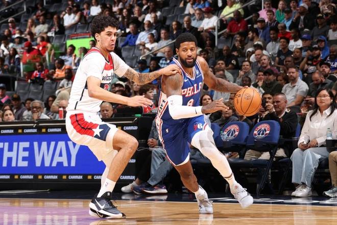 乔治砍39+5+6+3创个人得分新高 76人横扫奇才赛季