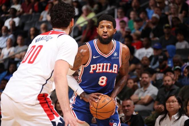 乔治砍39+5+6+3创个人得分新高 76人横扫奇才赛季